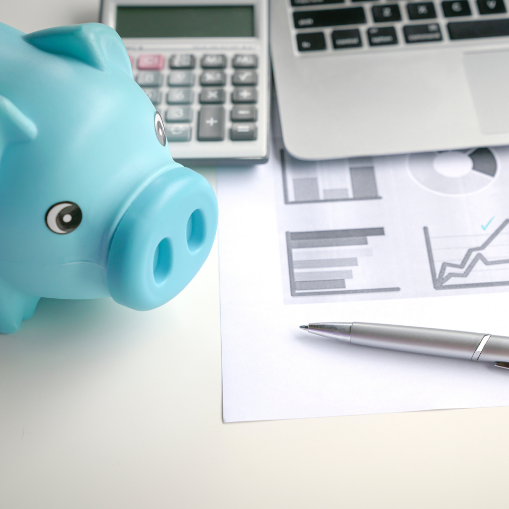 piggy bank and portfolio reports